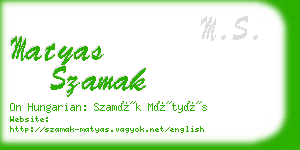 matyas szamak business card